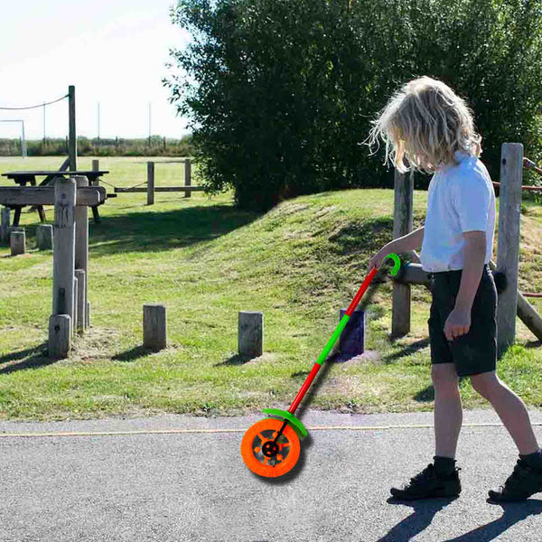 Kids push toy with single wheel and two lights