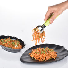 Durable multi-purpose tongs for serving salads and other foods at home.