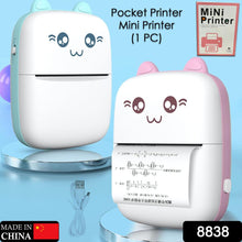 Pocket Mini Printer, Mobile Phone Bluetooth Connection Wireless Mini Thermal Printer with Android or iOS APP for Pictures, Portable Smart Printer,Contains 1 Rolls Thermal Paper, with Fast Paper Output for Photo Image