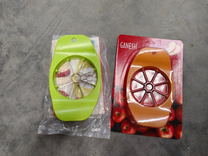 Ganesh apple cutter, plastic and stainless steel, various colors.